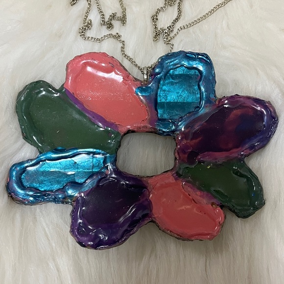 Purple, Blue, Pink, & Green Boho ONE OF KIND Exclusive Hand Designed Necklace - Picture 14 of 17